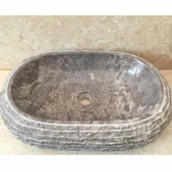 Lavabo bagno da appoggio in pietra grigia Ivy, pezzo unico di design