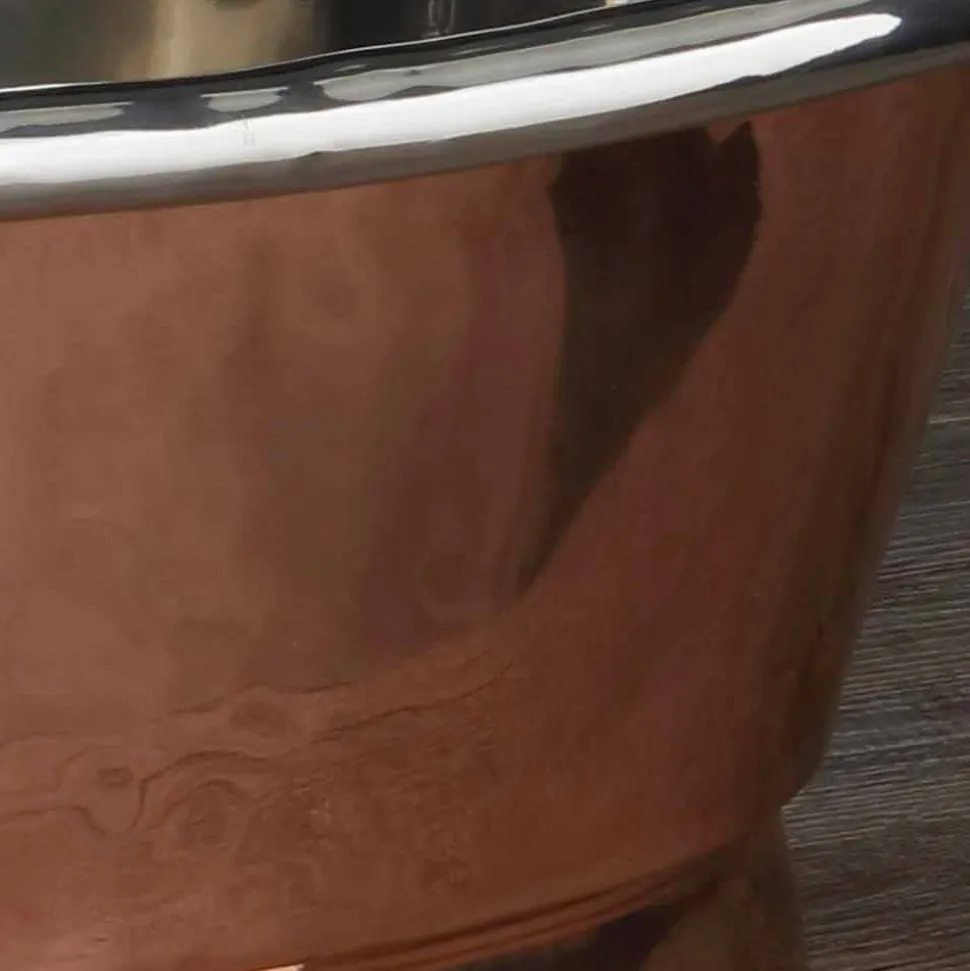 Lavabo bagno da appoggio in rame vintage con finitura in nickel lucido Calla