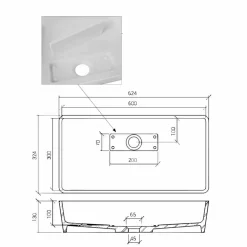 Lavabo Bagno da Appoggio Rettangolare in Solid Surface Finitura Bianca - Sider