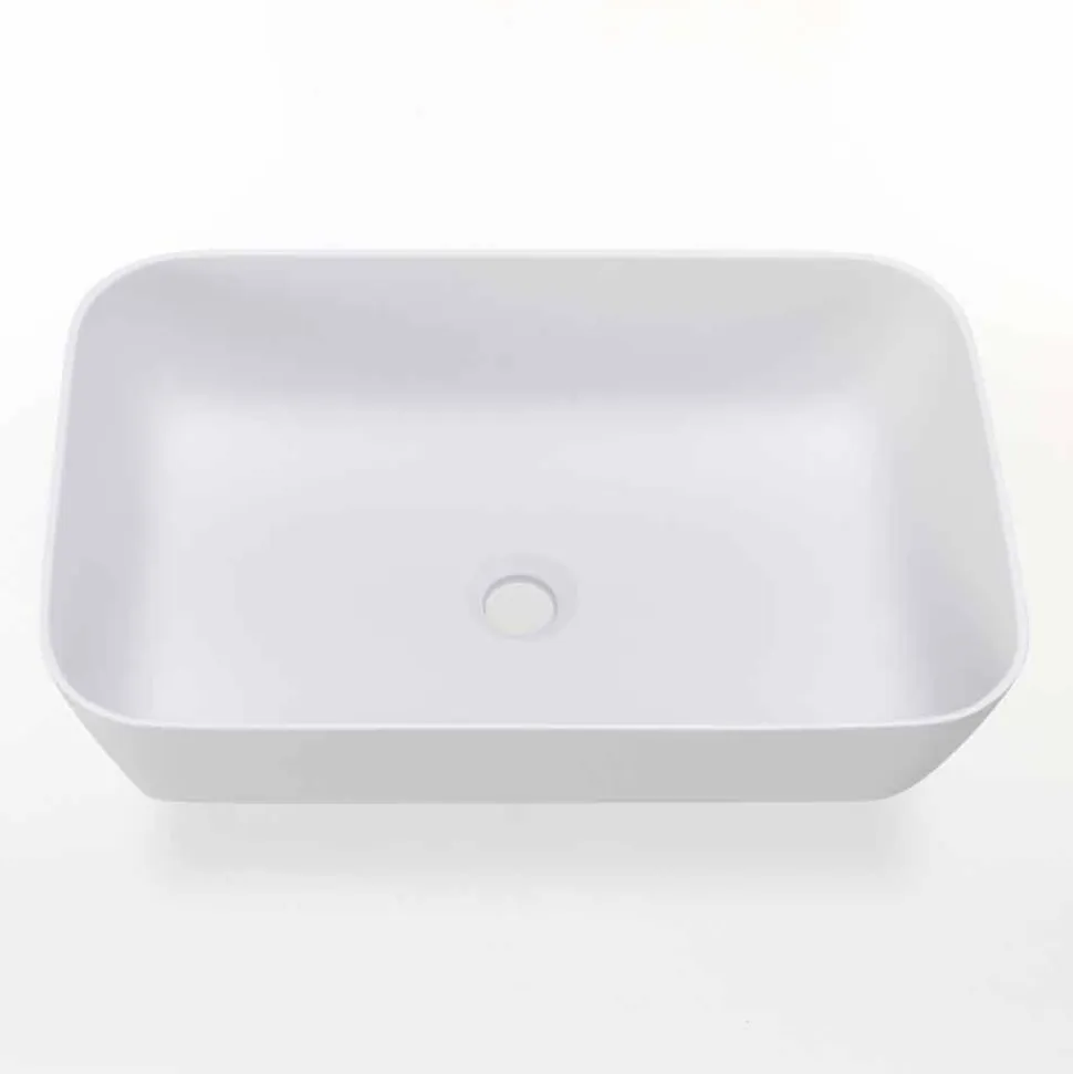 Lavabo Bagno da Appoggio Rettangolare in Resina Opaca Made in Italy – Cavan