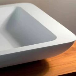 Lavabo Bagno da Appoggio Rettangolare in Solid Surface Bianco - Albertina