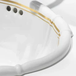 Lavabo bagno da incasso in porcellana e oro made in Italy, Santiago