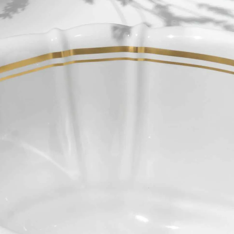 Lavabo bagno da incasso in porcellana e oro made in Italy, Santiago