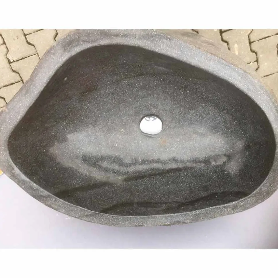 Lavabo bagno design a colonna in pietra naturale Mare, pezzo unico