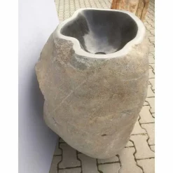 Lavabo bagno design a colonna in pietra naturale Mare, pezzo unico