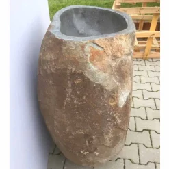 Lavabo bagno design a colonna in pietra naturale Mare, pezzo unico