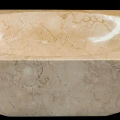 Lavabo bagno di design da appoggio in pietra bianca Vox, fatto a mano