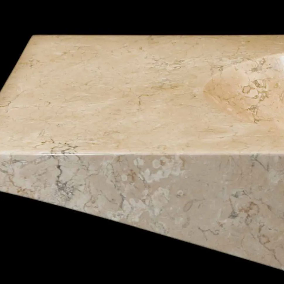 Lavabo bagno di design da appoggio in pietra bianca Vox, fatto a mano