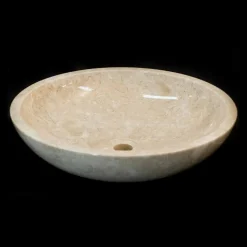 Lavabo bagno di design da appoggio in pietra naturale bianca Ziva