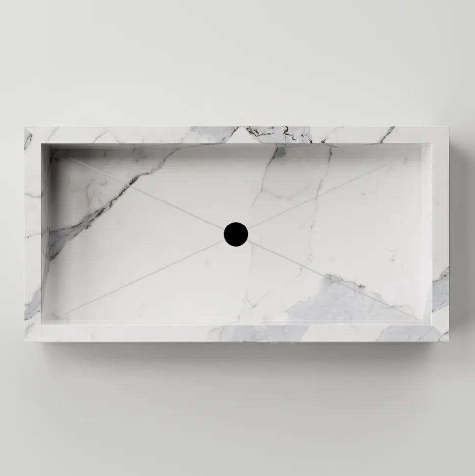 Lavabo Bagno in Gres Porcellanato Effetto Marmo Made in Italy - Ludmilla