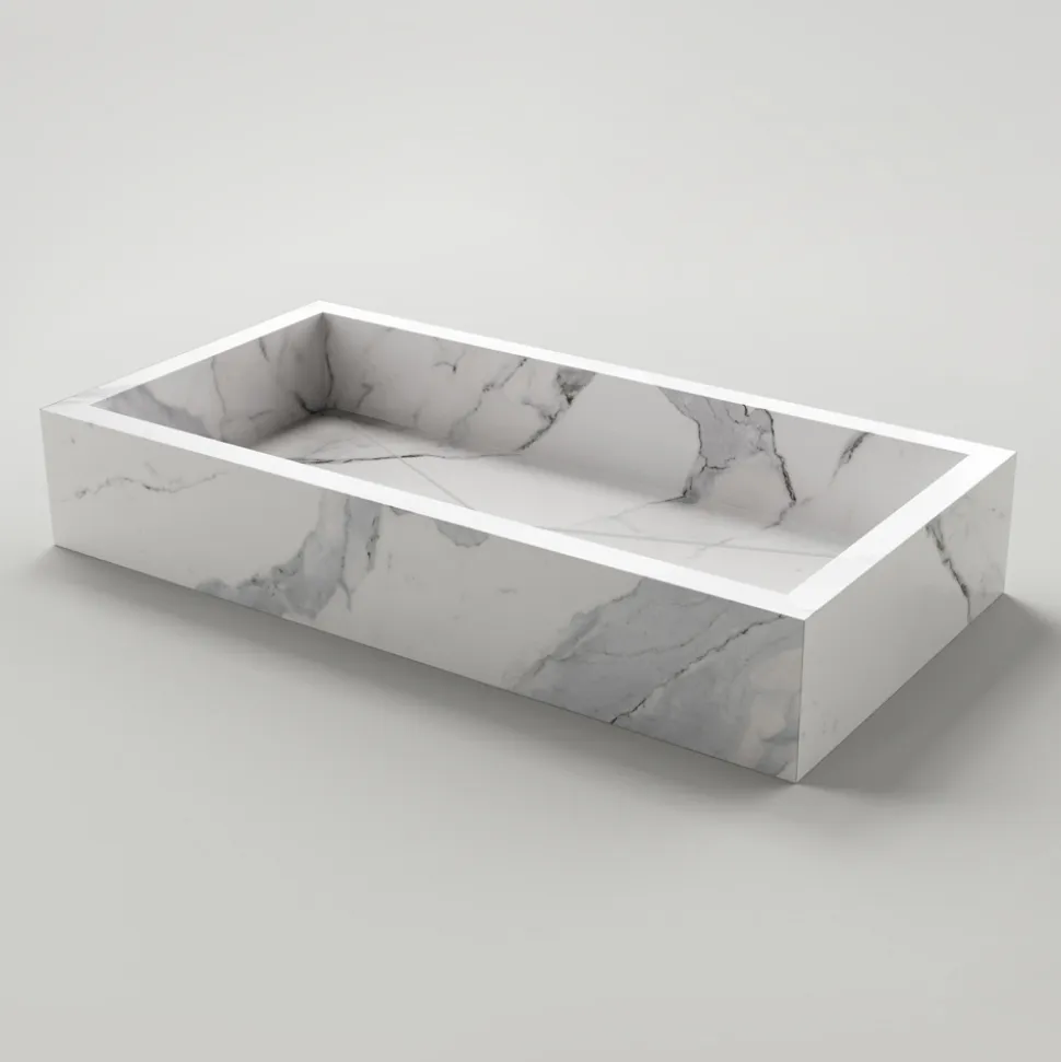 Lavabo Bagno in Gres Porcellanato Effetto Marmo Made in Italy - Ludmilla