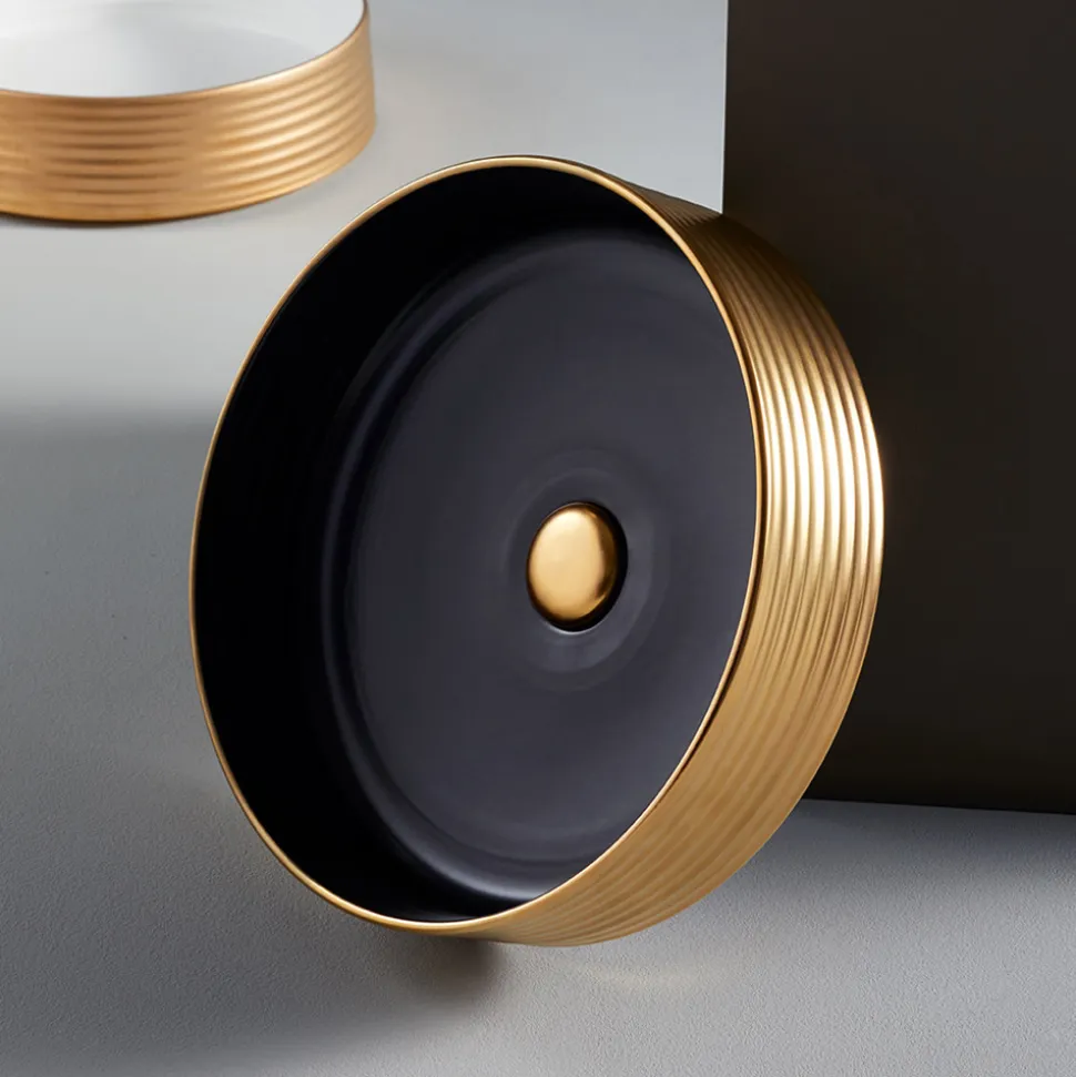 Lavabo Bagno in Grès Porcellanato Tornito a Mano Made in Italy - Freccette