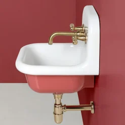 Lavabo Bagno Quadrato a Sospensione in Ceramica Bianca e Colorata - Meridiano