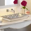 Lavabo bagno semincasso decorato a mano in fire clay made Italy, Guido