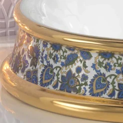 Lavabo bagno semincasso in fire clay e oro fatto in Italia, Manilo