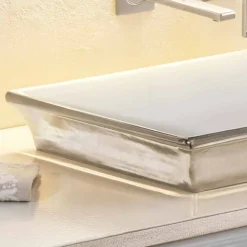 Lavabo bagno semincasso in fire clay e platino fatto in Italia, Guido