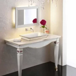 Lavabo bagno semincasso in fire clay e platino fatto in Italia, Guido