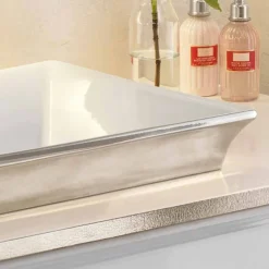 Lavabo bagno semincasso in fire clay e platino fatto in Italia, Guido
