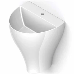 Lavabo bagno sospeso moderno in ceramica fatto in Italia, Fiorello