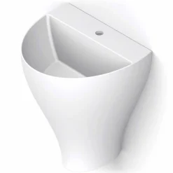 Lavabo bagno sospeso moderno in ceramica fatto in Italia, Fiorello