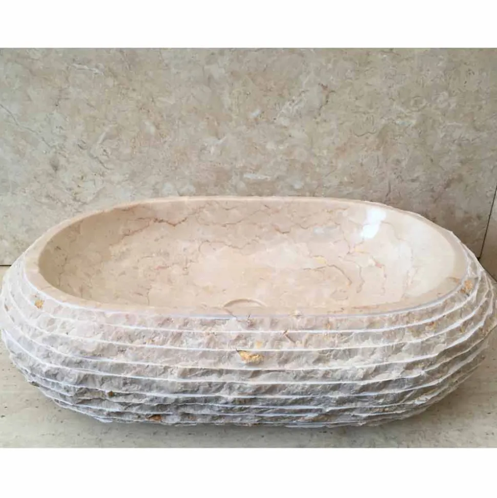 Lavabo bianco da appoggio ovale Cora, pezzo unico fatto a mano