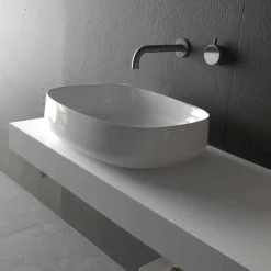 Lavabo Bianco di Design Moderno in Ceramica da Appoggio Made in Italy - Tune2