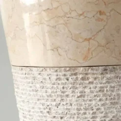 Lavabo bianco in pietra naturale a colonna Siro design, pezzo unico