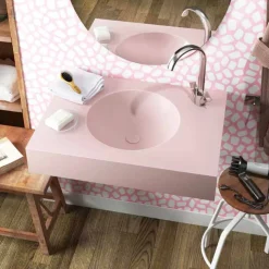 Lavabo circolare a sospensione in Luxolid fatto in Italia,Ruffano