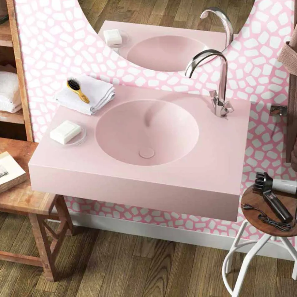 Lavabo circolare a sospensione in Luxolid fatto in Italia,Ruffano