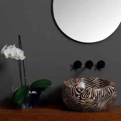 Lavabo circolare moderno da appoggio in ceramica made in Italy Elisa