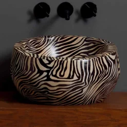 Lavabo circolare moderno da appoggio in ceramica made in Italy Elisa