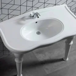 Lavabo con Gambe o Senza in Ceramica L 110cm, di Design Avise