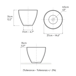Lavabo Conico da Appoggio in Terra Refrattaria Tornita a Mano - Orbite