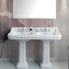 Lavabo Consolle a Colonna in Ceramica con Doppia Vasca L 125 cm - Wollie