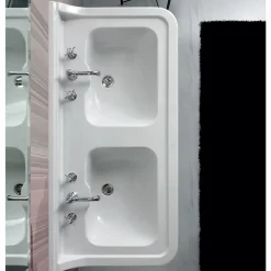 Lavabo Consolle a Colonna in Ceramica con Doppia Vasca L 125 cm - Wollie
