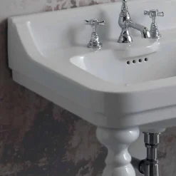 Lavabo consolle classico a doppia vasca in ceramica made Italy, Swami