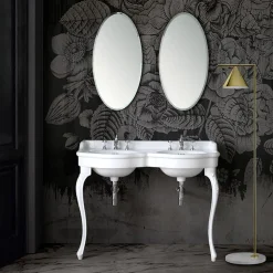 Lavabo Consolle Classico in Ceramica Bianca L 120 cm Made in Italy - Magda