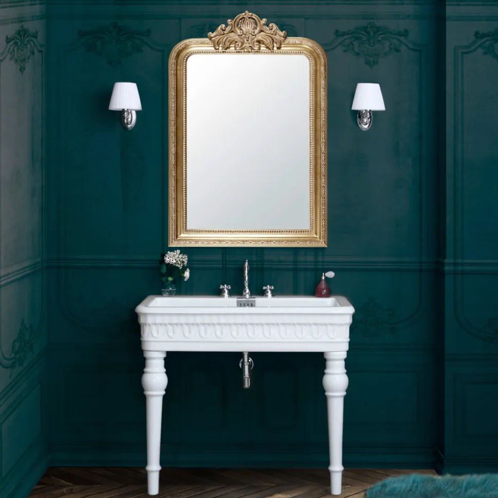 Lavabo Consolle Classico in Ceramica Lavorata a Mano L 100 cm - Areta