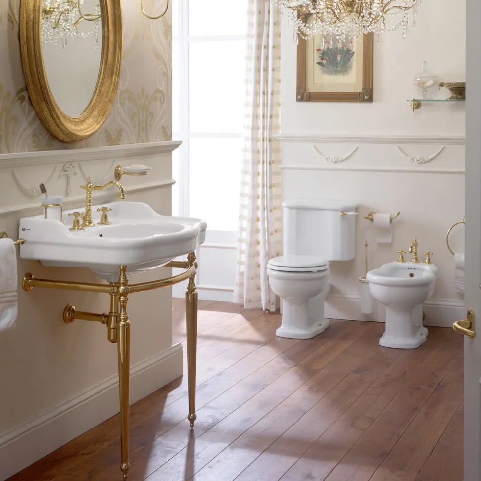 Lavabo Consolle con Doppia Vasca in Ceramica, Made in Italy Vintage - Paulina