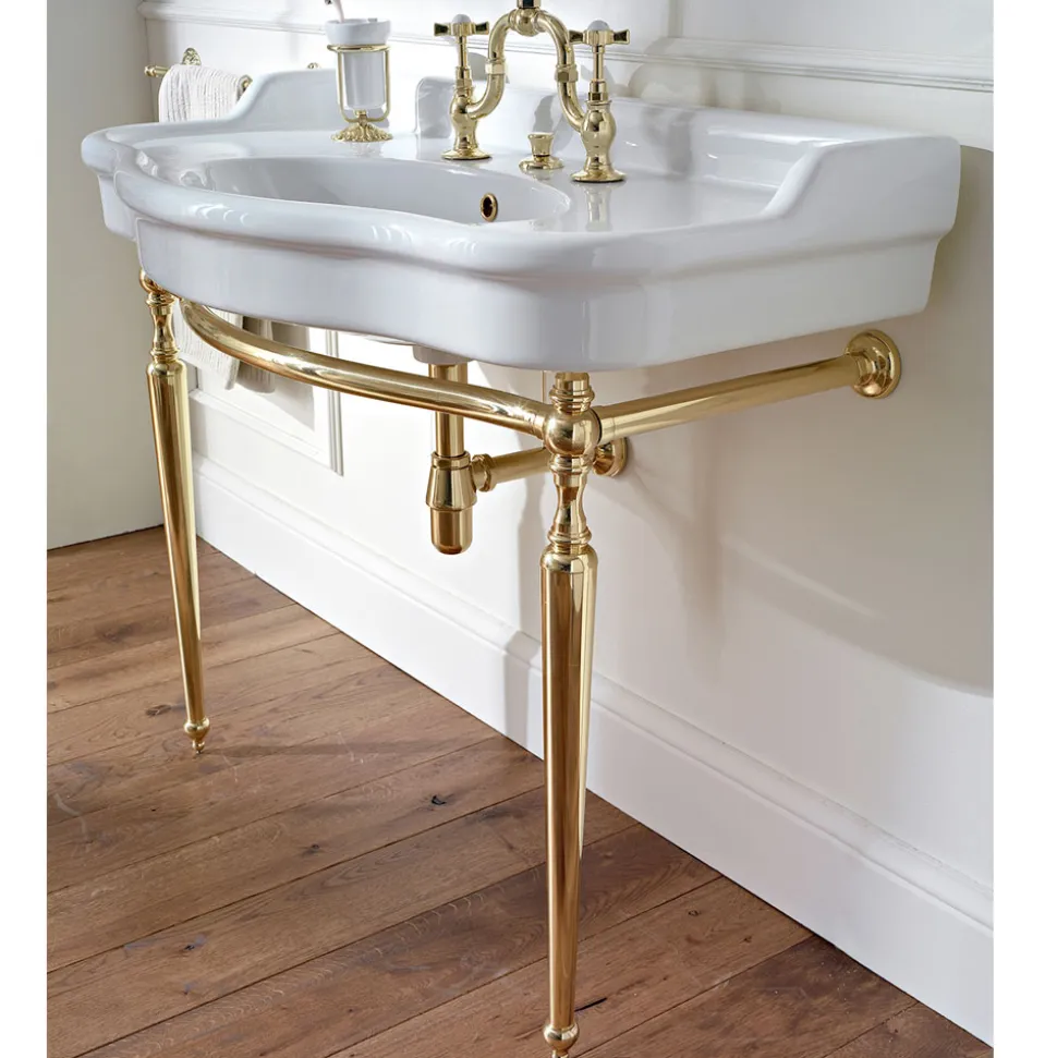 Lavabo Consolle con Doppia Vasca in Ceramica, Made in Italy Vintage - Paulina