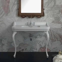 Lavabo consolle in ceramica bianco di design classico made Italy,Swami