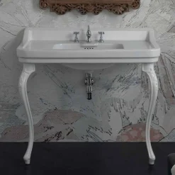 Lavabo consolle in ceramica bianco di design classico made Italy,Swami