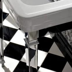 Lavabo Consolle L 65 cm in Ceramica con Piedi in Metallo, Stile Vintage - Marwa