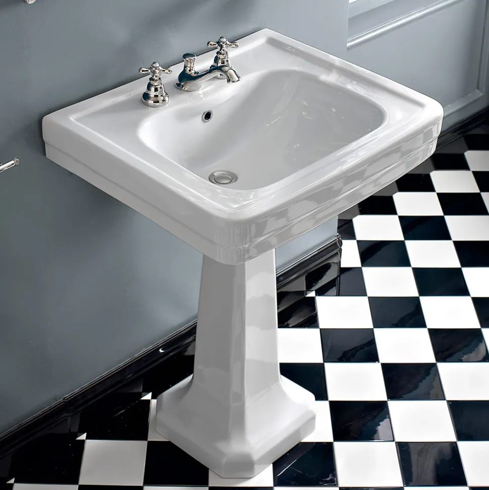 Lavabo Consolle su Colonna Vintage in Ceramica Made in Italy - Marwa