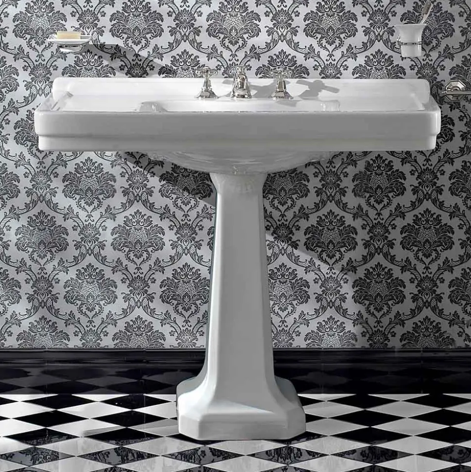Lavabo Consolle su Colonna Vintage in Ceramica Made in Italy - Marwa