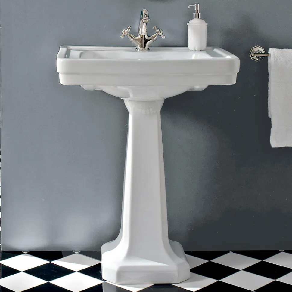 Lavabo Consolle su Colonna Vintage in Ceramica Made in Italy - Marwa