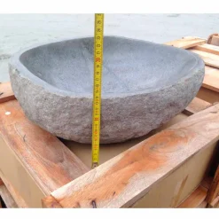 Lavabo da Appoggio Artigianale in Pietra Naturale di Fiume Moderno - Aurea