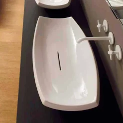 Lavabo da appoggio ceramica bianco di design moderno made Italy Laura