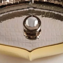 Lavabo da appoggio ceramica platino e oro di design made Italy Oscar