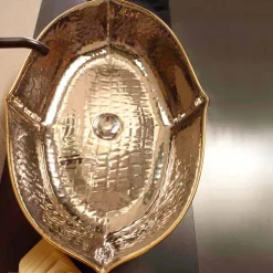 Lavabo da appoggio ceramica platino e oro di design made Italy Oscar